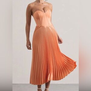 Peach satin corset dress